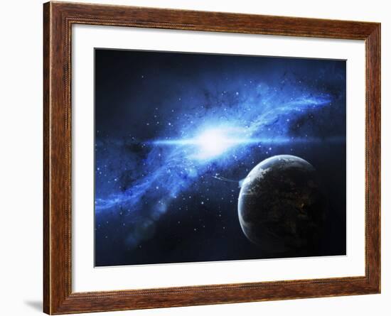 A Paradise World with a Huge City Looks Out on a Beautiful Nebula-Stocktrek Images-Framed Photographic Print