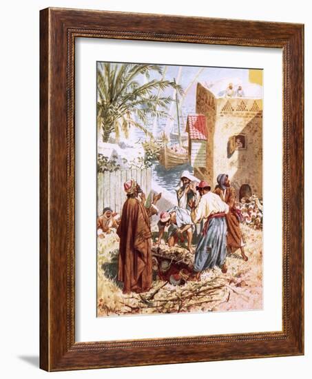 A Paralytic Man Being Let Down Through the Roof-William Brassey Hole-Framed Giclee Print