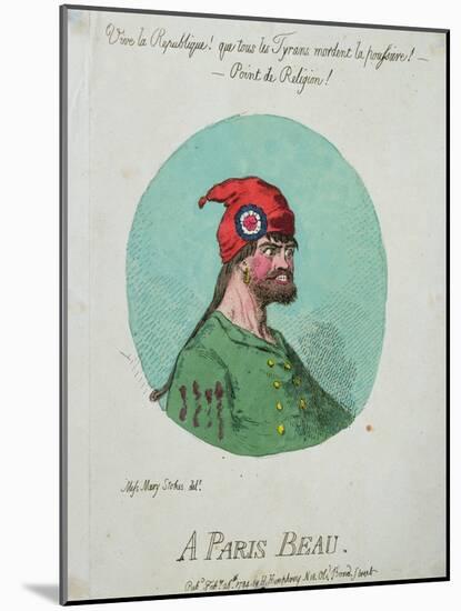 A Paris Beau, Published by Hannah Humphrey in 1794-James Gillray-Mounted Giclee Print