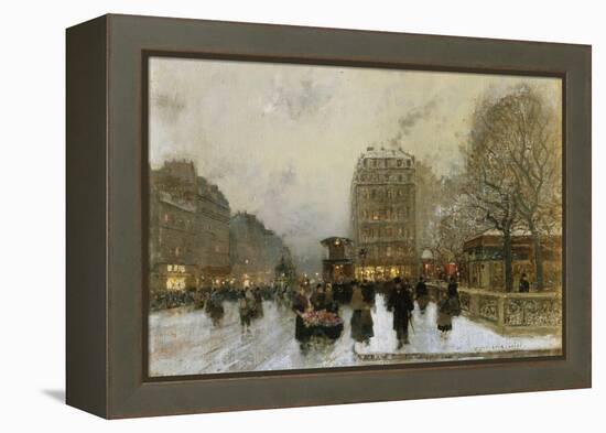 A Paris Street Scene in Winter-Luigi Loir-Framed Premier Image Canvas