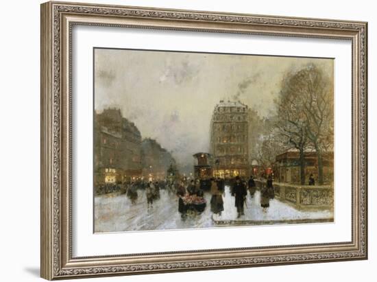 A Paris Street Scene in Winter-Luigi Loir-Framed Giclee Print