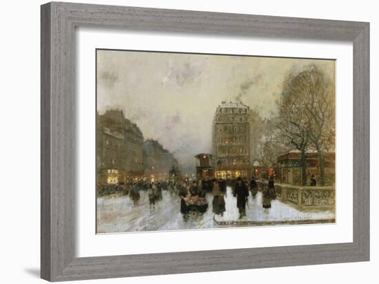 A Paris Street Scene in Winter-Luigi Loir-Framed Giclee Print