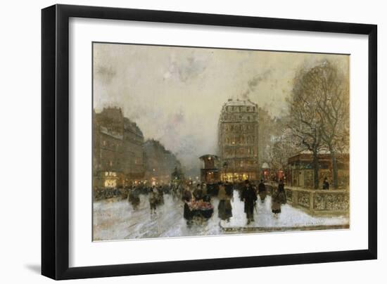 A Paris Street Scene in Winter-Luigi Loir-Framed Giclee Print