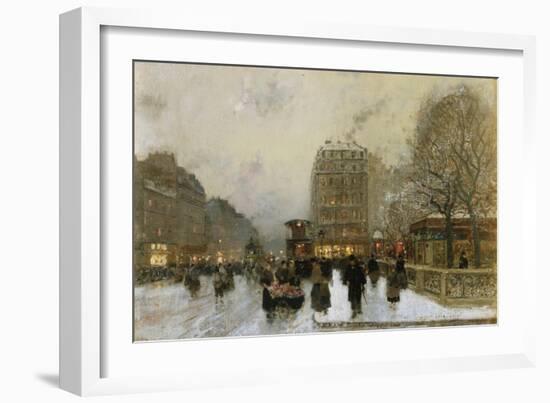 A Paris Street Scene in Winter-Luigi Loir-Framed Giclee Print