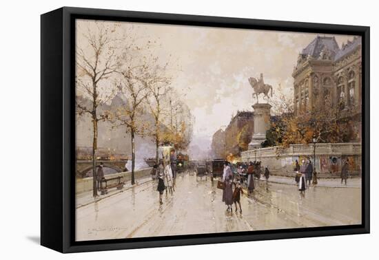 A Paris Street Scene-Eugene Galien-Laloue-Framed Premier Image Canvas