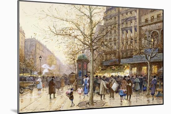 A Paris Street Scene-Eugene Galien-Laloue-Mounted Giclee Print