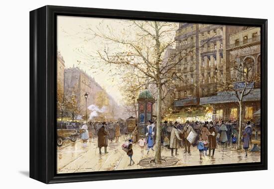 A Paris Street Scene-Eugene Galien-Laloue-Framed Premier Image Canvas