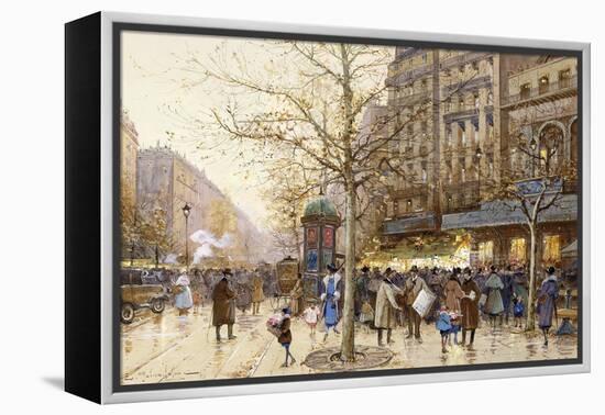 A Paris Street Scene-Eugene Galien-Laloue-Framed Premier Image Canvas