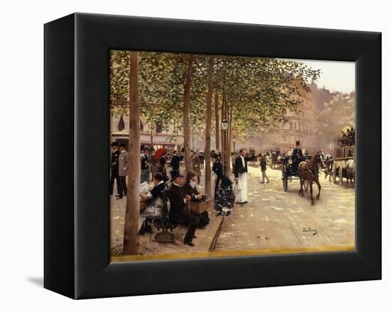 A Paris Street; Une Avenue Parisienne, C.1880-Jean Béraud-Framed Premier Image Canvas