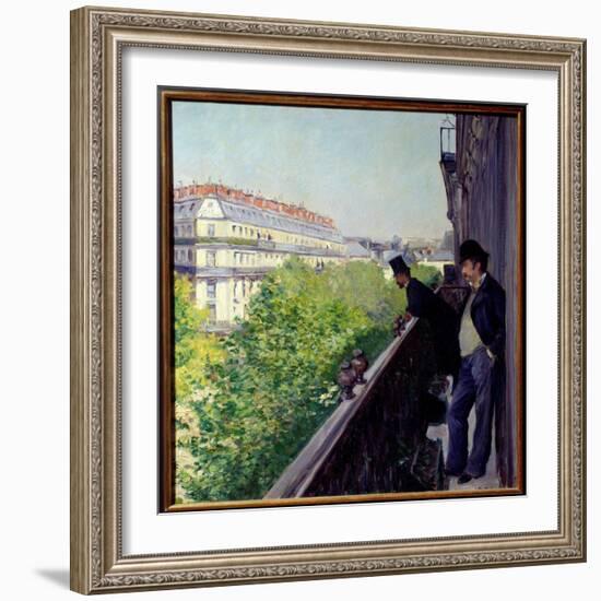 A Parisian Balcony in 1880 Painting by Gustave Caillebotte (1848-1894) 1880 Dim. 0,6X0,66 M Private-Gustave Caillebotte-Framed Giclee Print