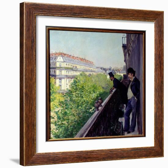 A Parisian Balcony in 1880 Painting by Gustave Caillebotte (1848-1894) 1880 Dim. 0,6X0,66 M Private-Gustave Caillebotte-Framed Giclee Print