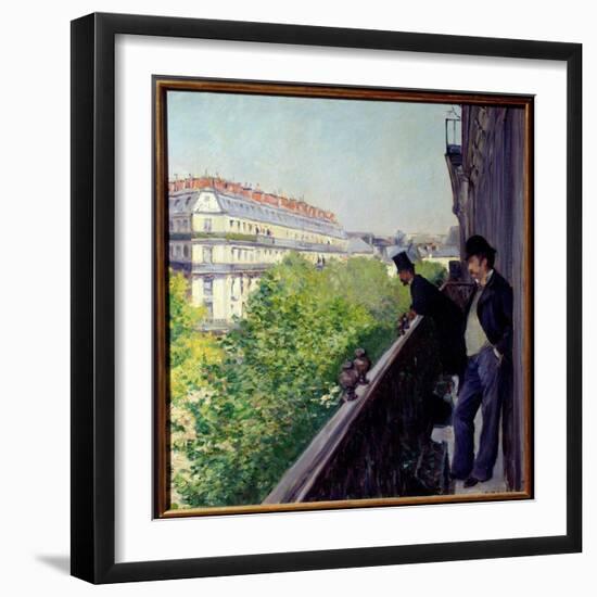 A Parisian Balcony in 1880 Painting by Gustave Caillebotte (1848-1894) 1880 Dim. 0,6X0,66 M Private-Gustave Caillebotte-Framed Giclee Print