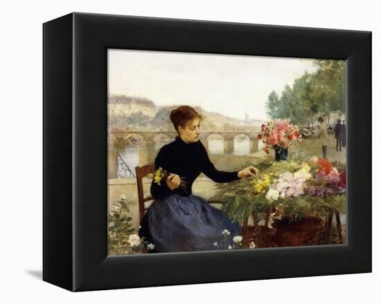 A Parisian Flower Market-Victor Gabriel Gilbert-Framed Premier Image Canvas
