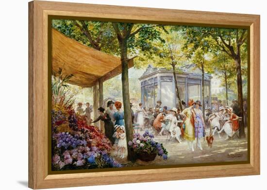 A Parisian Flower Market-Eugene Auguste Francois Deully-Framed Premier Image Canvas