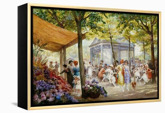 A Parisian Flower Market-Eugene Auguste Francois Deully-Framed Premier Image Canvas