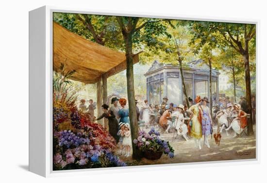 A Parisian Flower Market-Eugene Auguste Francois Deully-Framed Premier Image Canvas