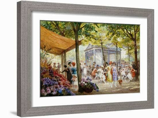 A Parisian Flower Market-Eugene Auguste Francois Deully-Framed Giclee Print