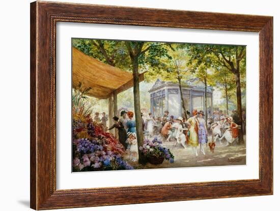 A Parisian Flower Market-Eugene Auguste Francois Deully-Framed Giclee Print