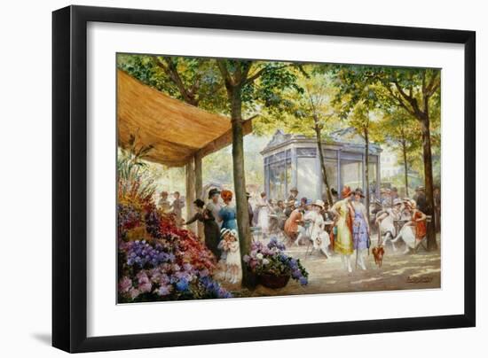 A Parisian Flower Market-Eugene Auguste Francois Deully-Framed Giclee Print