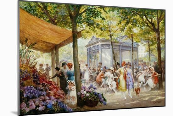 A Parisian Flower Market-Eugene Auguste Francois Deully-Mounted Giclee Print