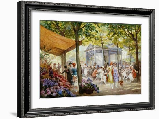 A Parisian Flower Market-Eugene Auguste Francois Deully-Framed Giclee Print