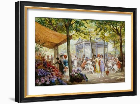 A Parisian Flower Market-Eugene Auguste Francois Deully-Framed Giclee Print