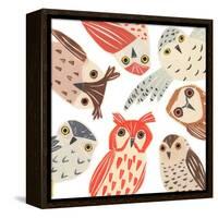 A Parliament Of Owls, 2018, collagraph collage-Sarah Battle-Framed Premier Image Canvas