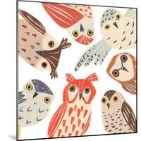 A Parliament Of Owls, 2018, collagraph collage-Sarah Battle-Mounted Giclee Print