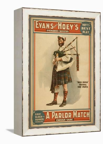 A parlor Match "Old Hoss" Scottish Bagpiper Poster-Lantern Press-Framed Stretched Canvas