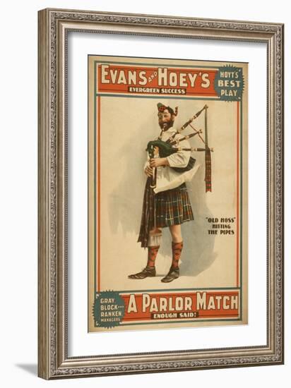 A parlor Match "Old Hoss" Scottish Bagpiper Poster-Lantern Press-Framed Art Print