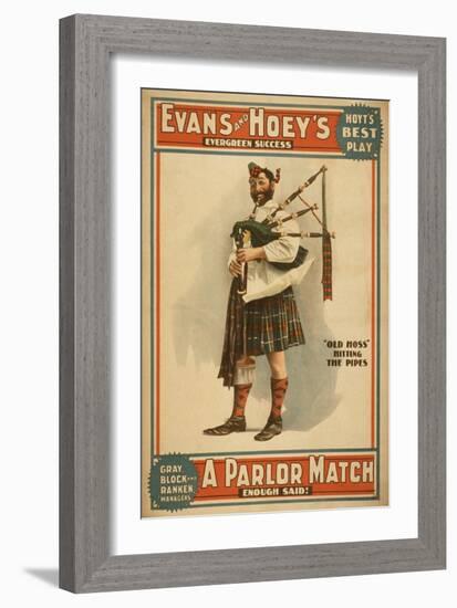 A parlor Match "Old Hoss" Scottish Bagpiper Poster-Lantern Press-Framed Art Print