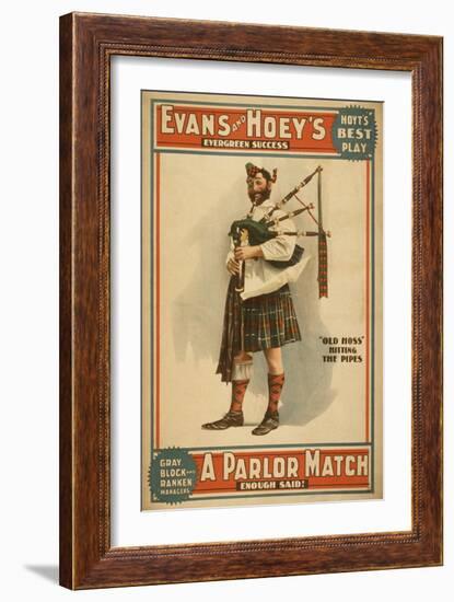 A parlor Match "Old Hoss" Scottish Bagpiper Poster-Lantern Press-Framed Art Print