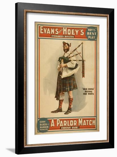 A parlor Match "Old Hoss" Scottish Bagpiper Poster-Lantern Press-Framed Art Print