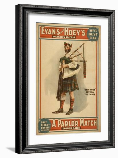 A parlor Match "Old Hoss" Scottish Bagpiper Poster-Lantern Press-Framed Art Print