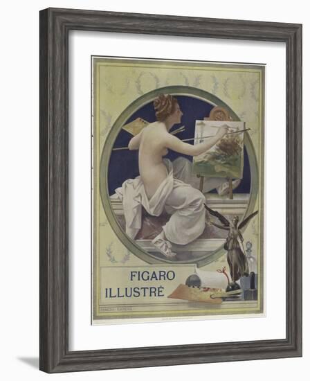 A Partially-Nude Woman Painting at an Easel-Francois Flameng-Framed Giclee Print