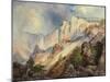 A Passing Shower in the Yellowstone Canyon, 1903 (Oil on Canvas)-Thomas Moran-Mounted Giclee Print