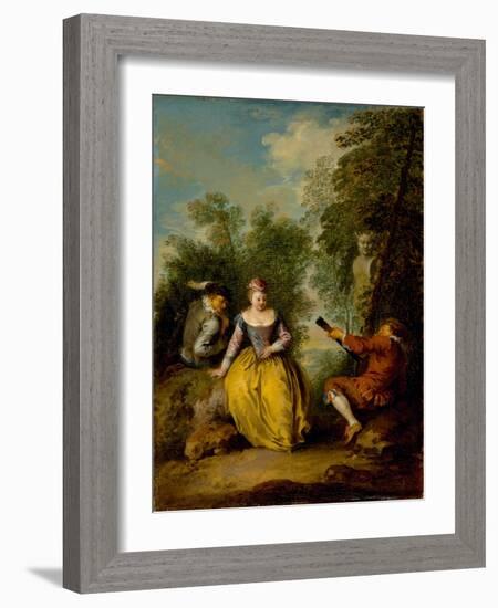 A Pastoral Concert, C.1725 (Oil on Panel)-Jean-Baptiste Joseph Pater-Framed Giclee Print