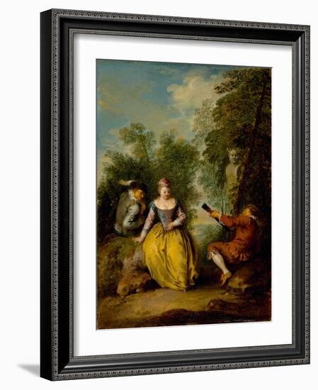 A Pastoral Concert, C.1725 (Oil on Panel)-Jean-Baptiste Joseph Pater-Framed Giclee Print