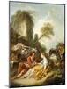 A Pastoral Landscape with a Shepherd and Shepherdess Seated by Ruins-Francois Boucher-Mounted Giclee Print