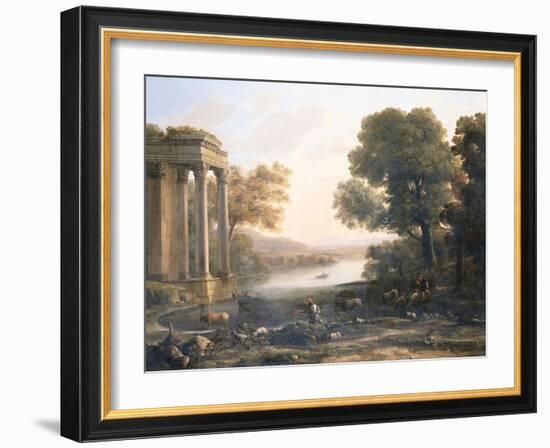 A Pastoral Landscape with Ruined Temple, C.1638-Claude Lorraine-Framed Giclee Print