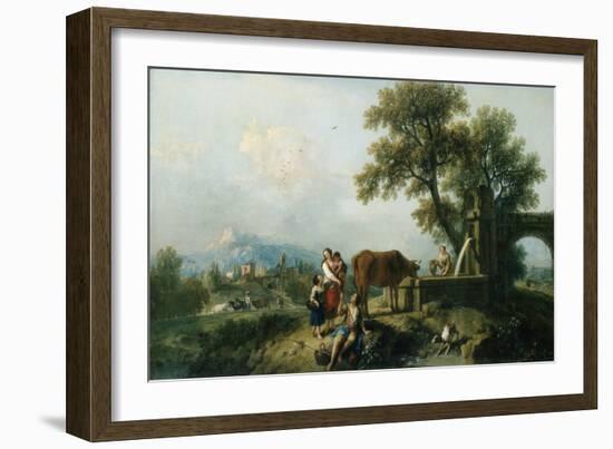 A Pastoral Scene with Cowherds, C.1750-Francesco Zuccarelli-Framed Giclee Print