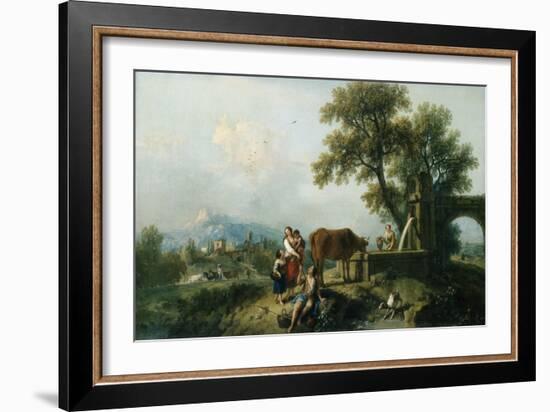 A Pastoral Scene with Cowherds, C.1750-Francesco Zuccarelli-Framed Giclee Print