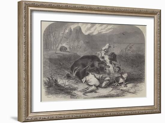 A Pawnee Indian Attacked by Grizzly Bears-null-Framed Giclee Print