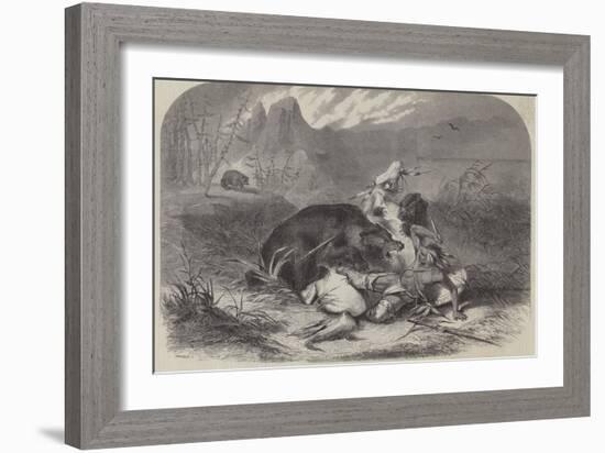 A Pawnee Indian Attacked by Grizzly Bears-null-Framed Giclee Print
