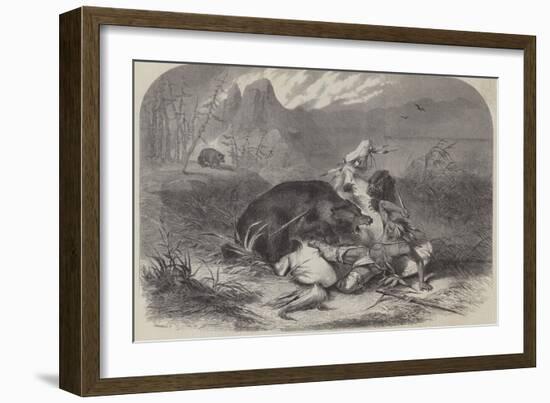 A Pawnee Indian Attacked by Grizzly Bears-null-Framed Giclee Print