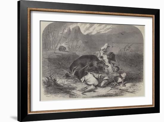 A Pawnee Indian Attacked by Grizzly Bears-null-Framed Giclee Print