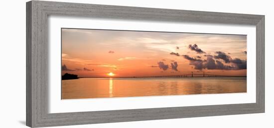 A Peaceful Sunrise Scene of the Tampa Bay and Skyway Bridge in Florida-Sheila Haddad-Framed Photographic Print