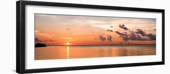 A Peaceful Sunrise Scene of the Tampa Bay and Skyway Bridge in Florida-Sheila Haddad-Framed Photographic Print