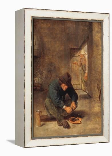 A Peasant eating Mussels in an Interior-Adraen Brouwer-Framed Premier Image Canvas