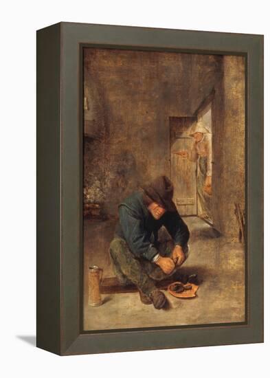 A Peasant eating Mussels in an Interior-Adraen Brouwer-Framed Premier Image Canvas